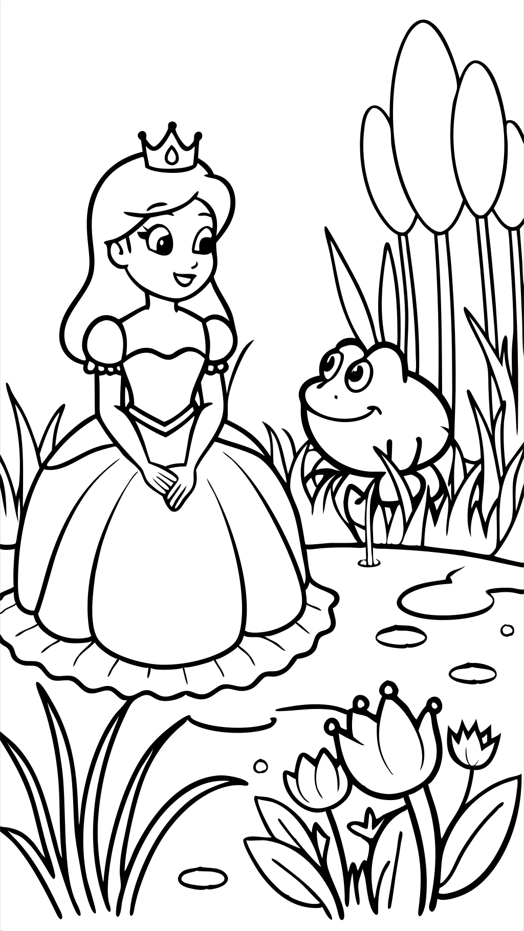 Coloriage de princesse et de grenouille